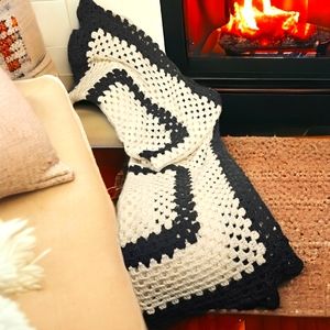 Vintage Handmade Crocheted Throw Blanket